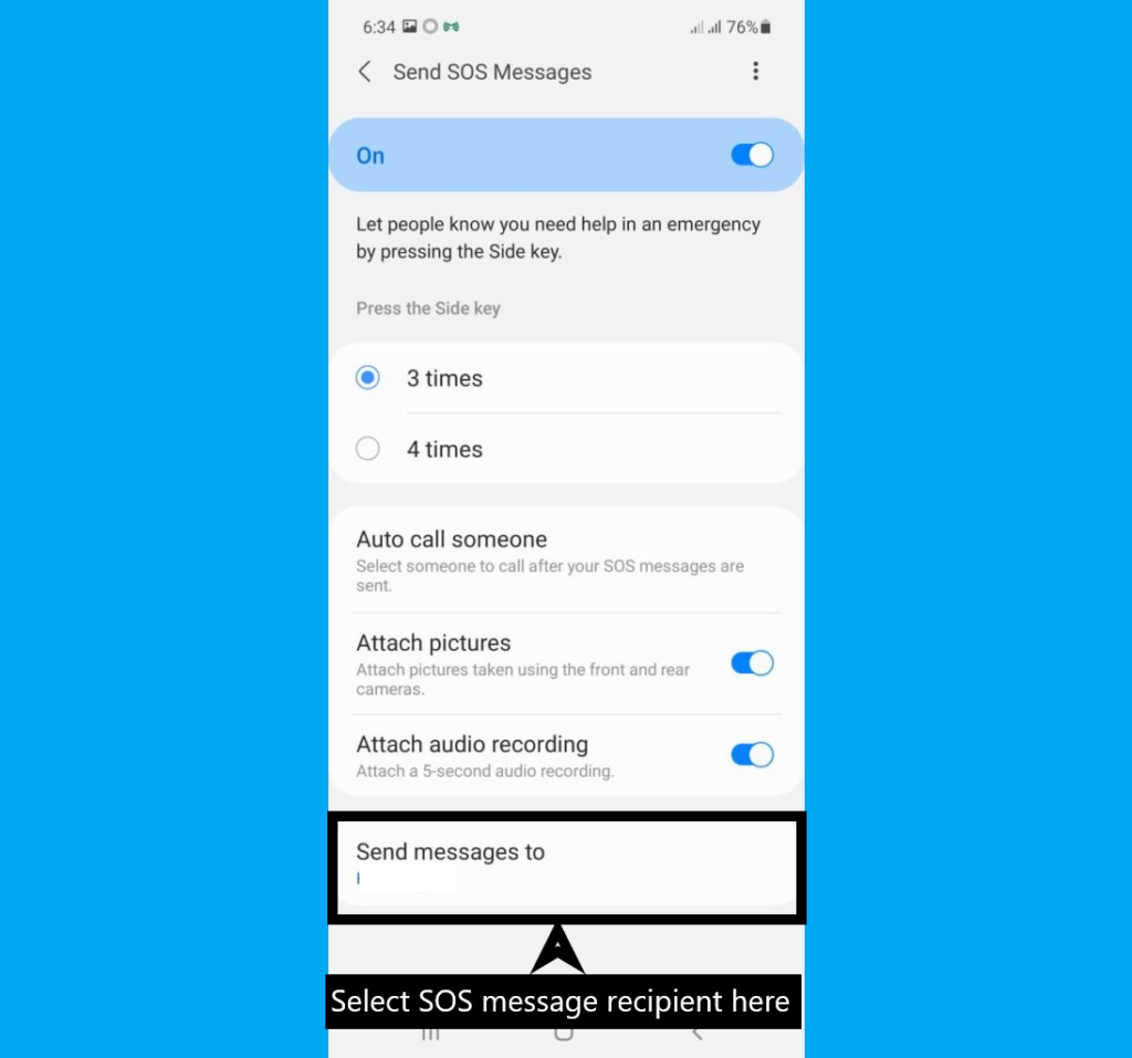 How to set SOS message on Samsung 