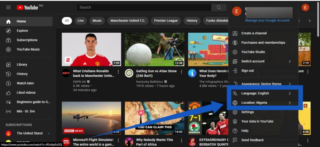 YouTube Language