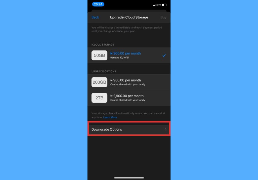 download cancel icloud storage plan iphone