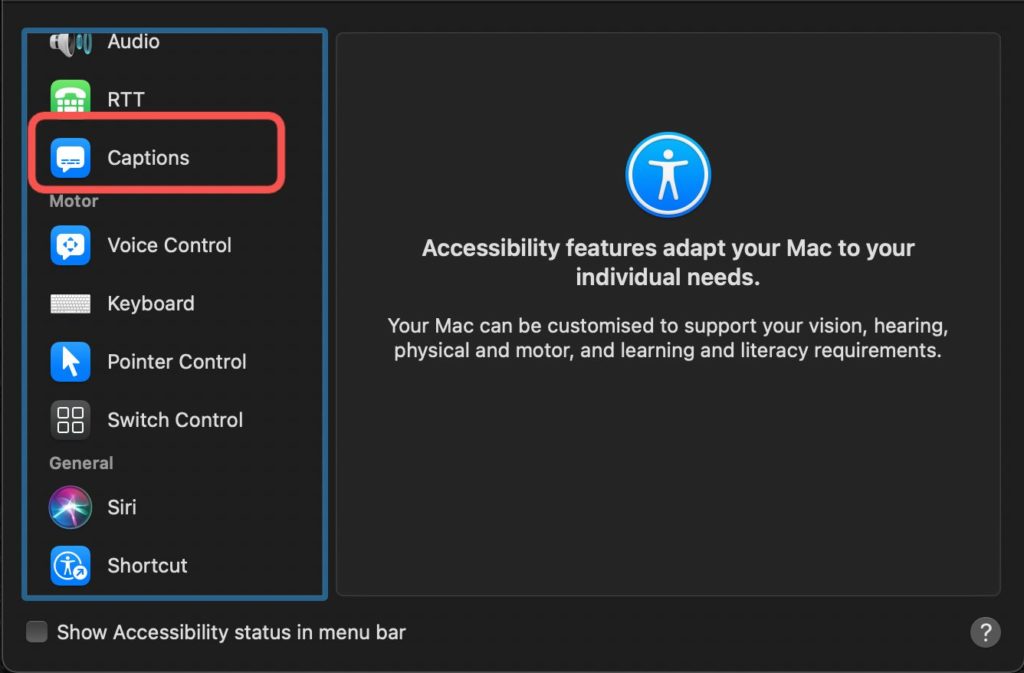 closed captions mac