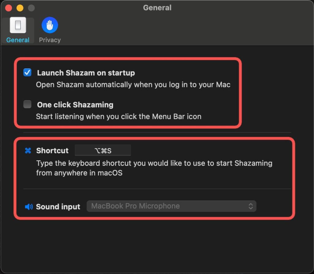 customize shazam mac