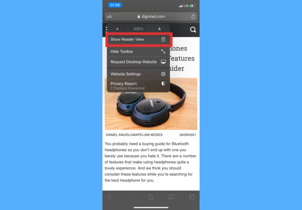 safari in reader view