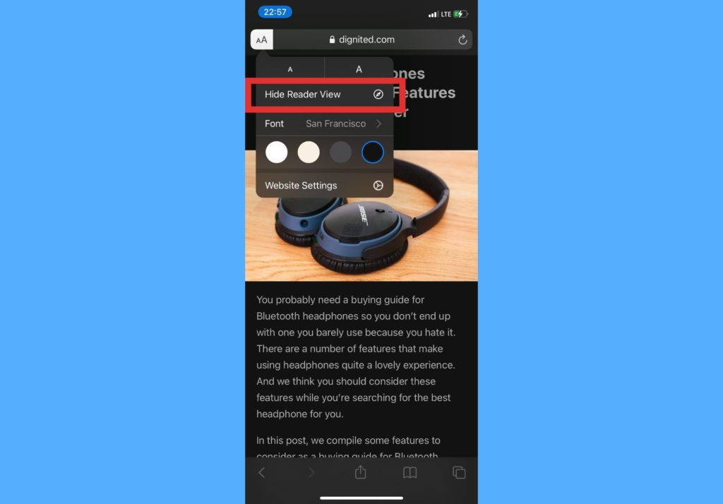 reader view safari iphone
