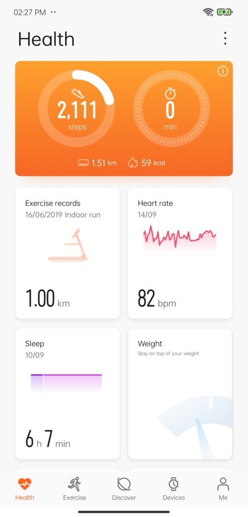 huawei health app home page