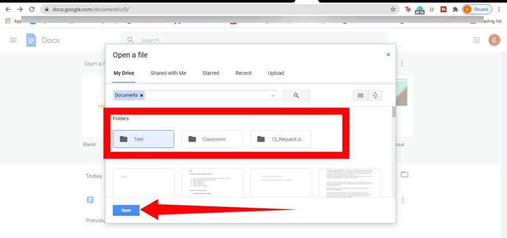 Create Folder in Google Docs