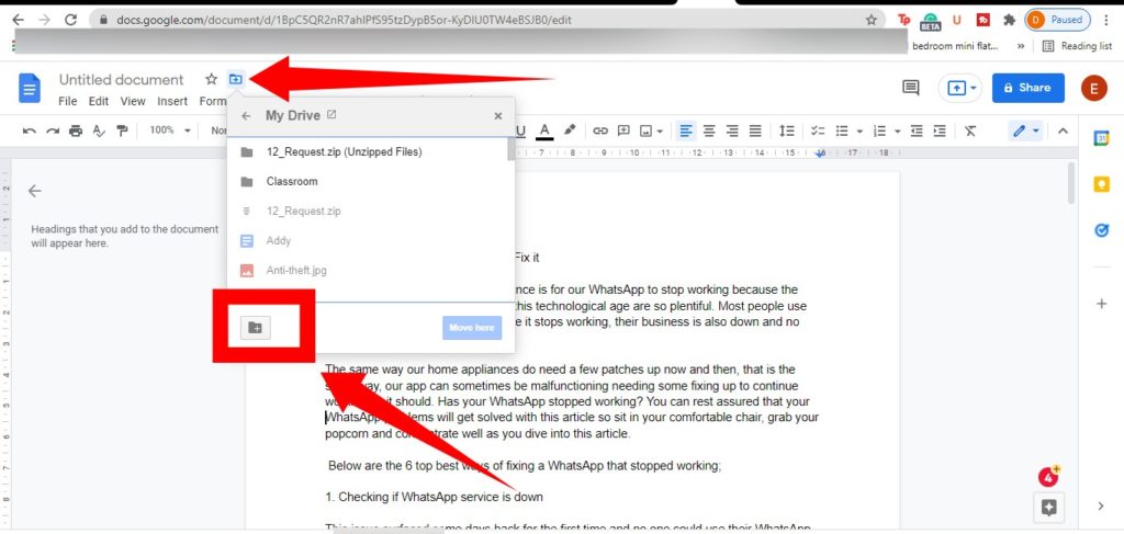 Create Folder in Google Docs