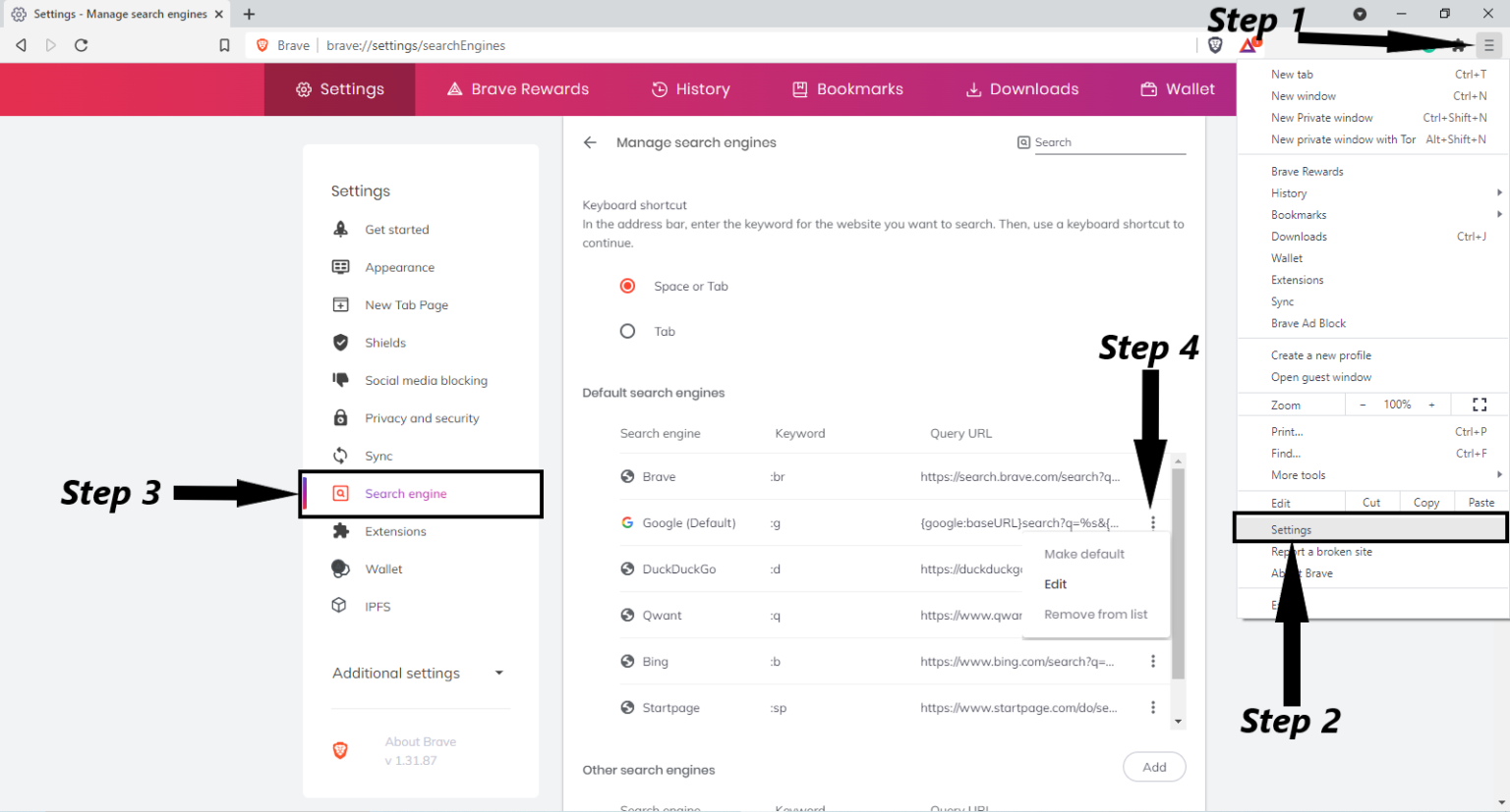 How to Change Brave Browser Default Search Engine - Dignited