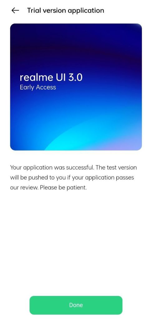 Realme UI 3.0 early access application