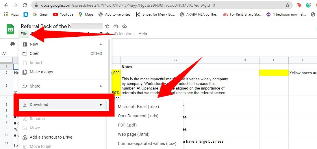 Google Sheets to Microsoft Excel