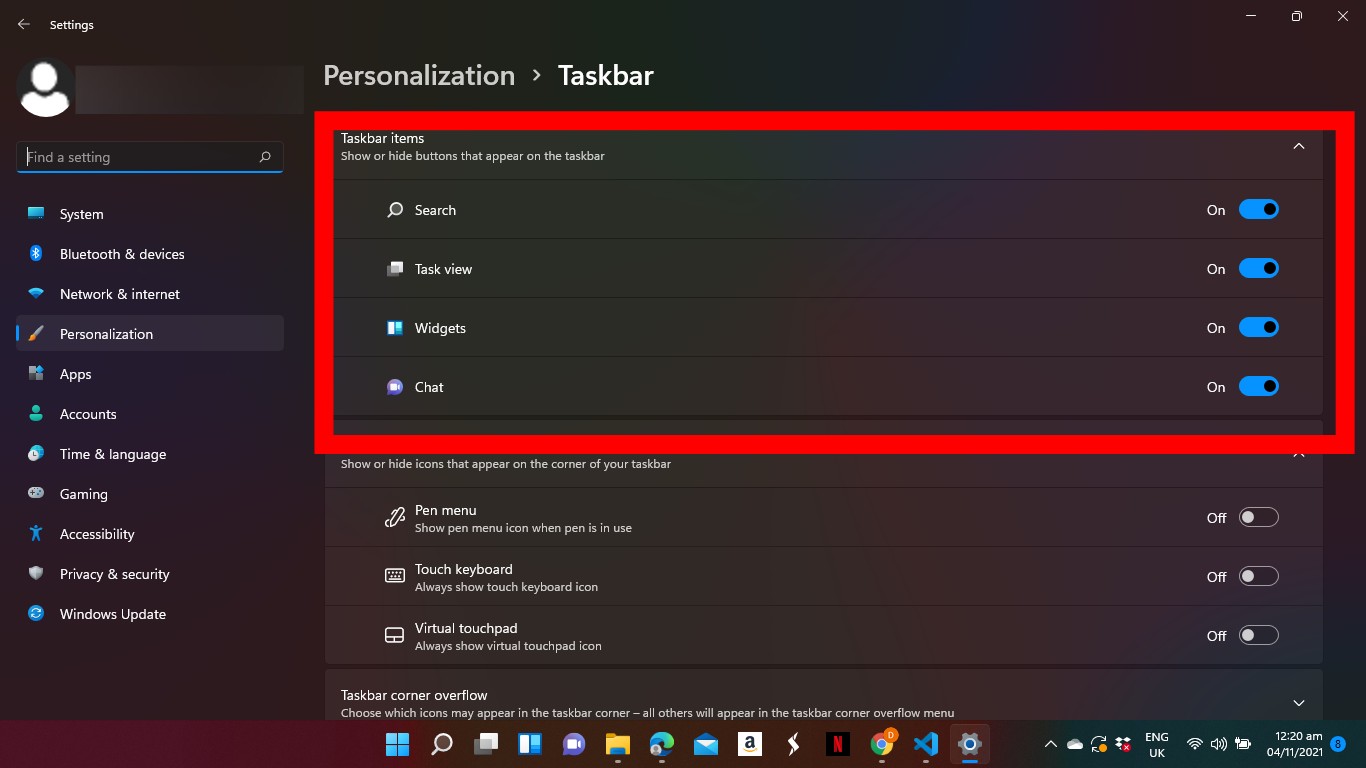 Customize Windows 11 Taskbar