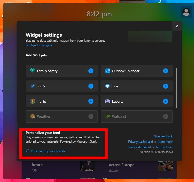 Widgets in Windows 11