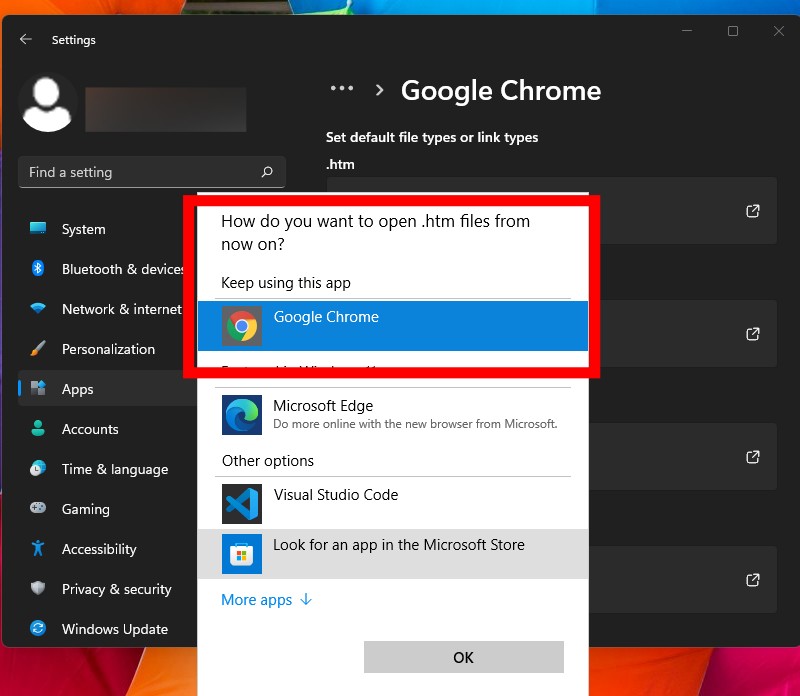 Default Web Browser on Windows 11