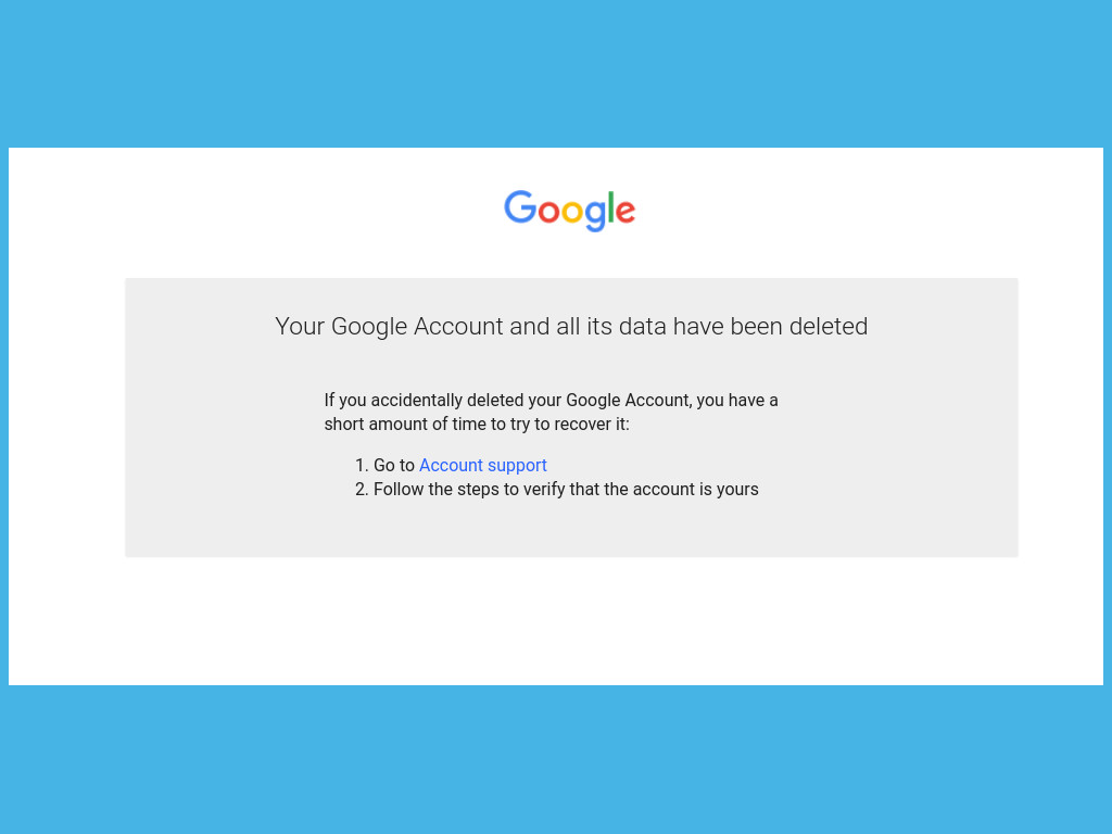 Google account deleted due to tos violations