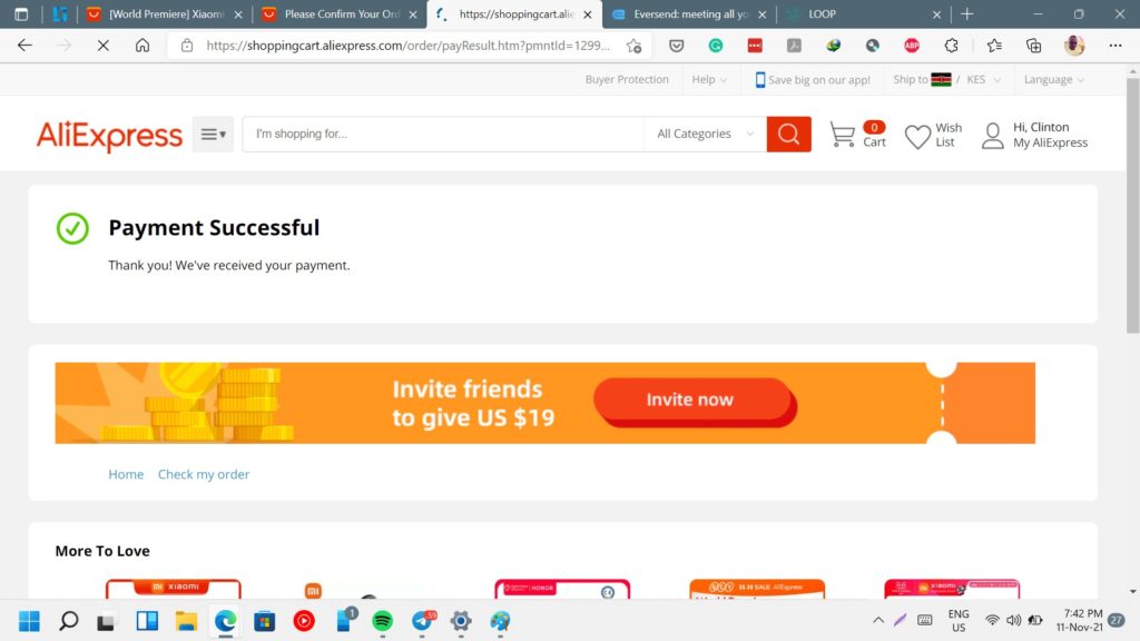 payment successful aliexpress kenya