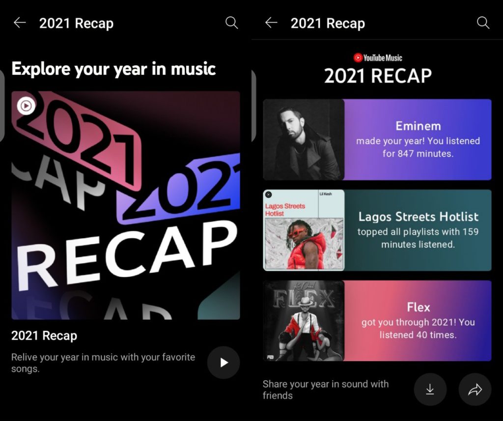 YouTube Music 2021 Recap