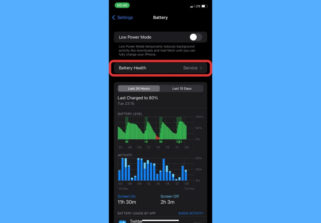 check battery health iphone