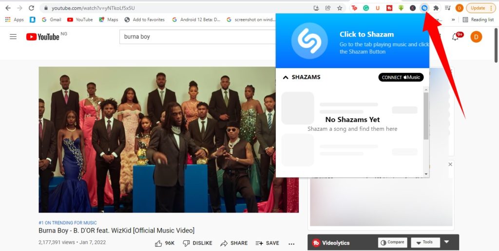 Shazam Chrome Extension