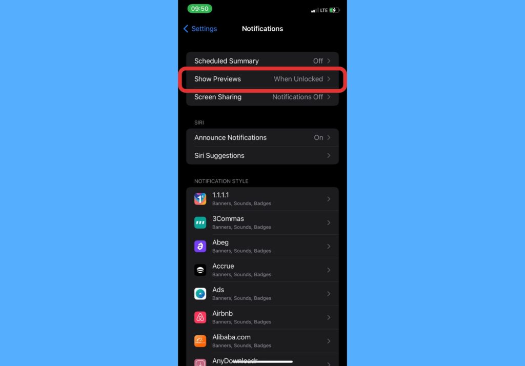 disable lock screen notifications iphone