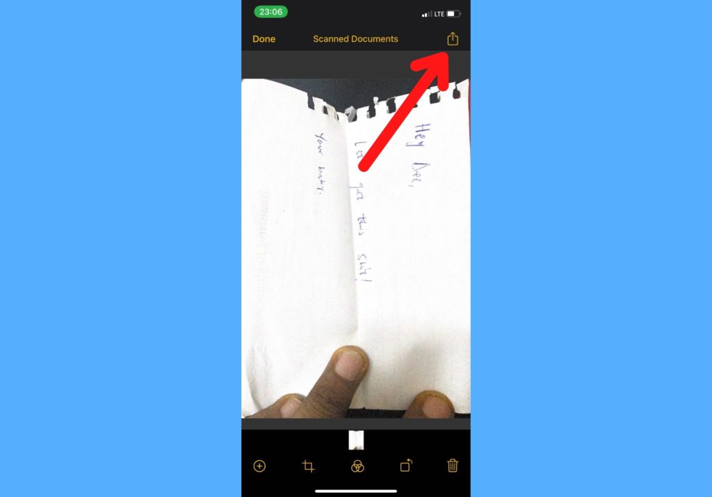 share button in notes