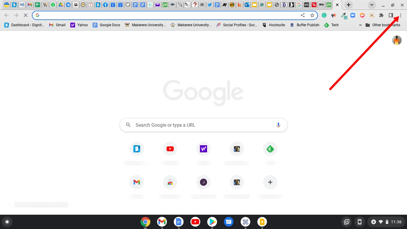 Chrome browser menu