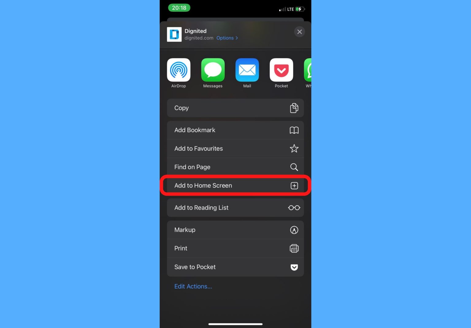 how to add a website to your iphone home screen