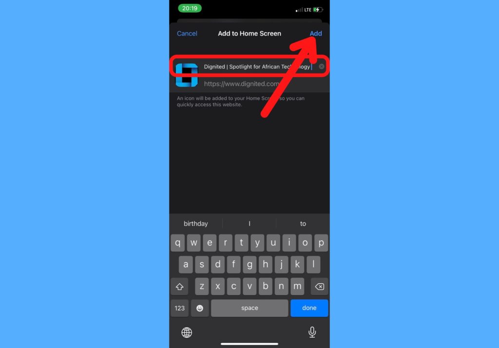 add website iphone home screen