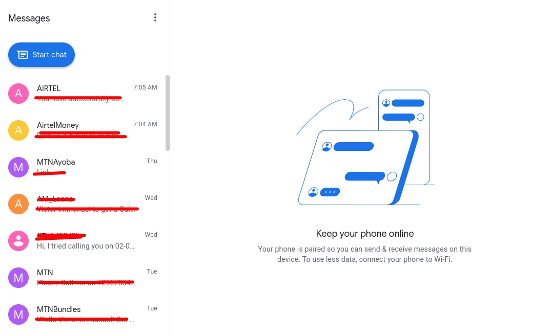 Google Messages on a Chromebook