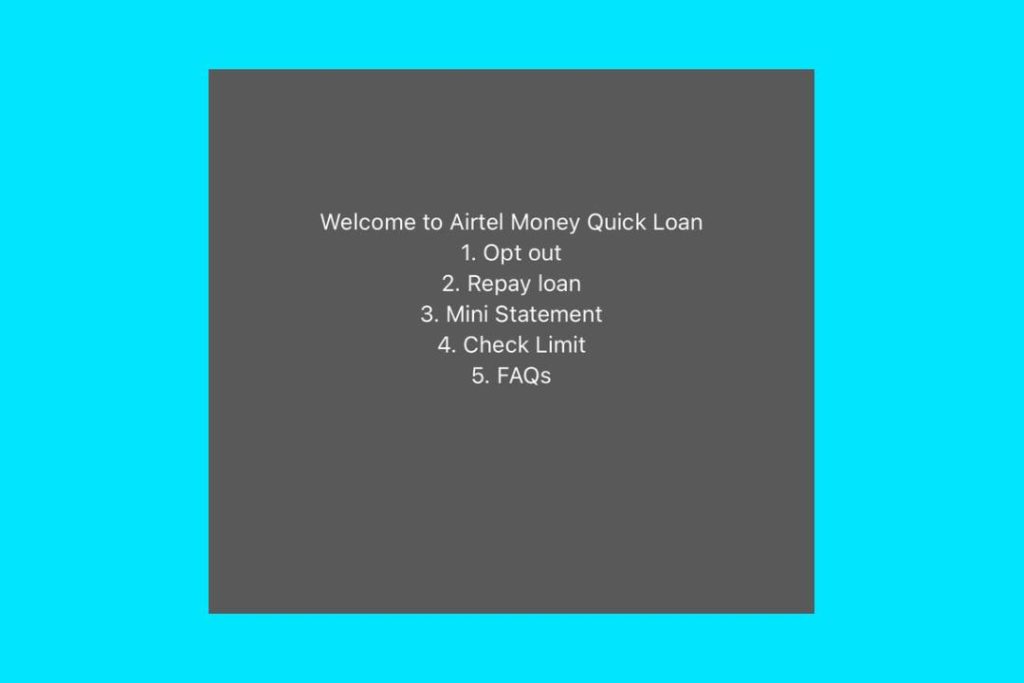 Airtel Quick Loan Menu