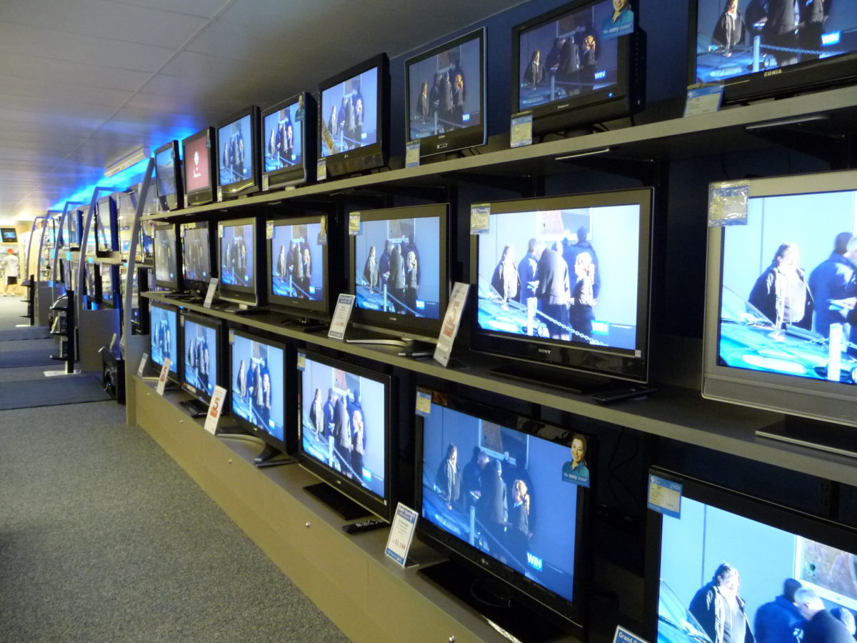 smart tvs on display