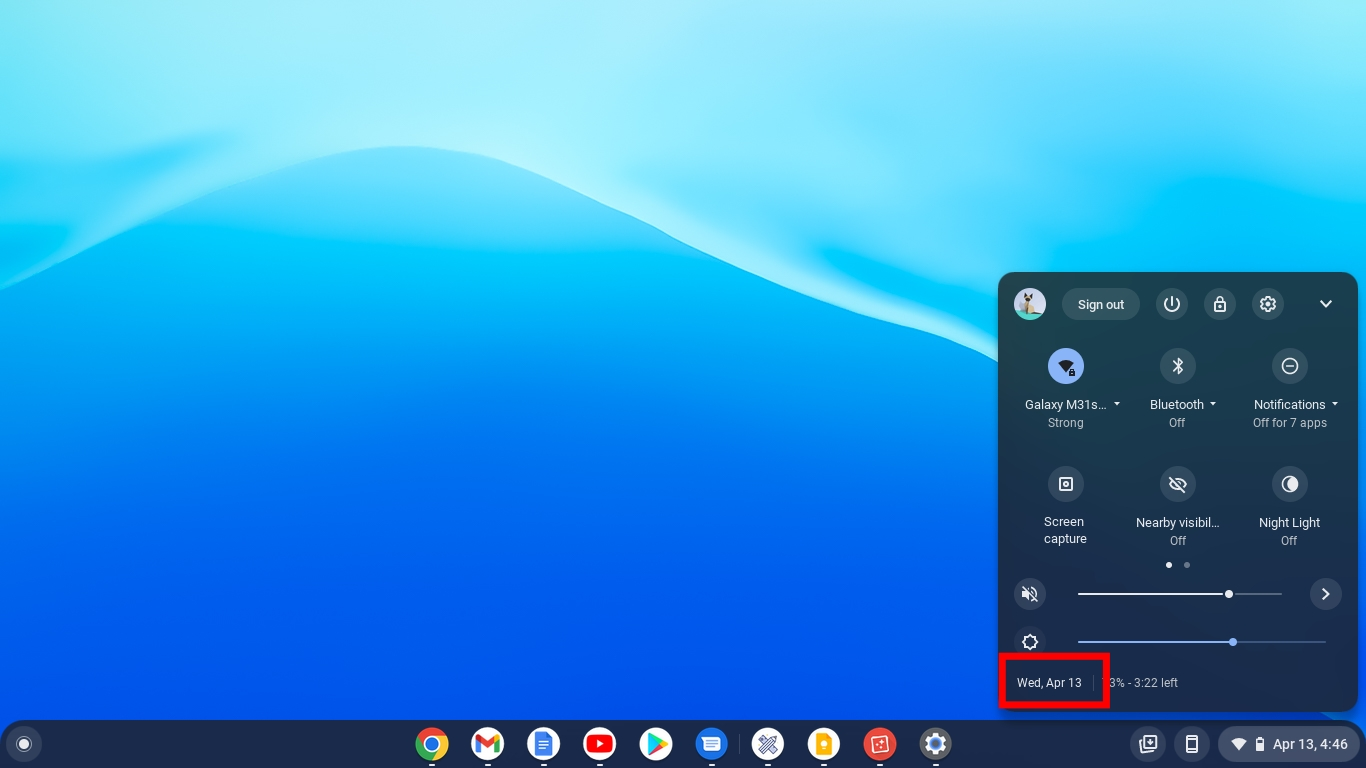 View Chromebook calendar widget from status bar