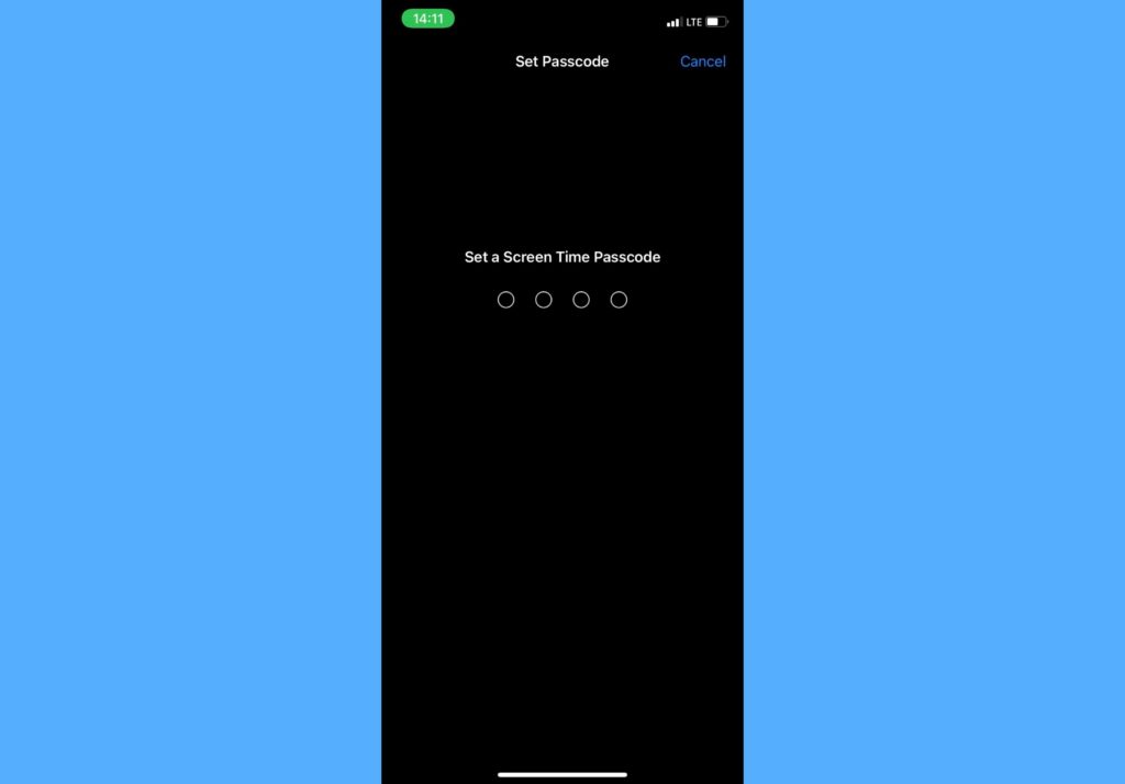 screen time passcode ios
