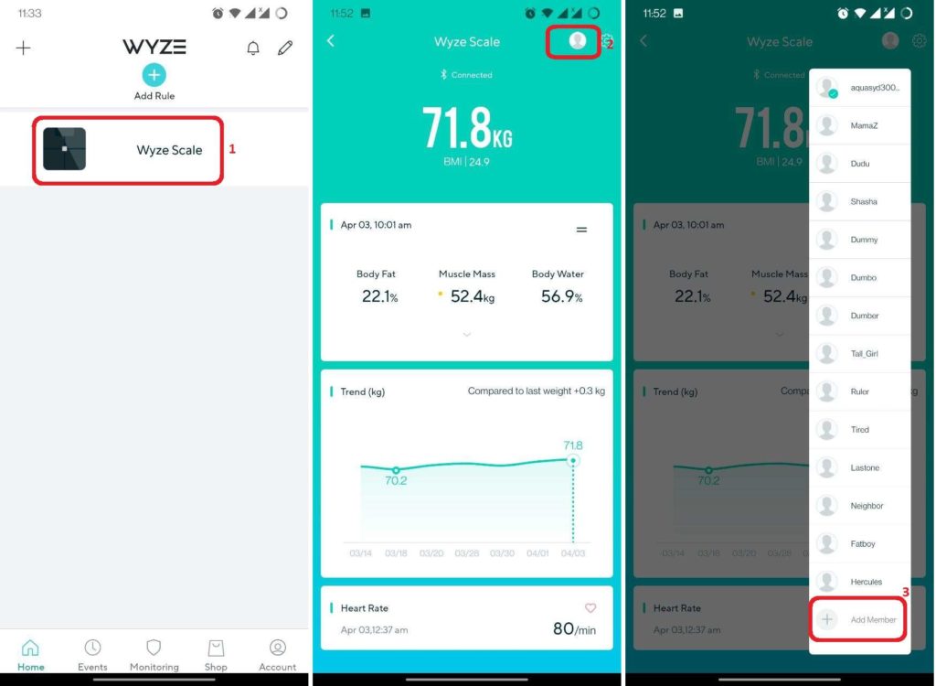 Setting up Wyze Scale User