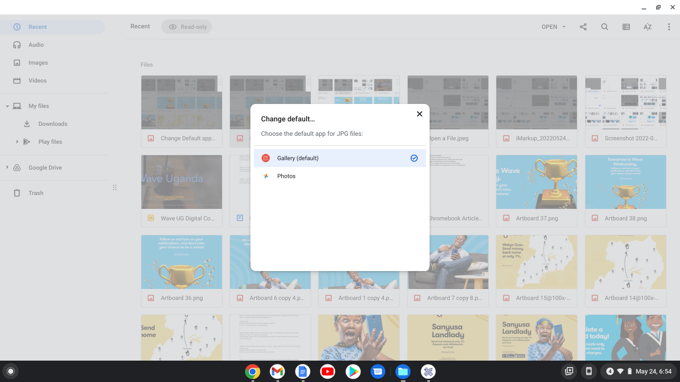 Change a default app on a Chromebook