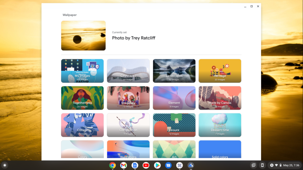 Chromebook wallpaper categories