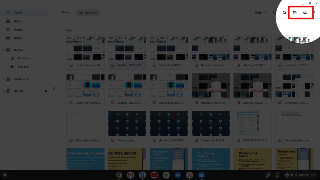 Change how to view files on a Chromebook