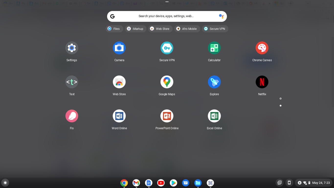 MS Office apps installed on a Chromebook