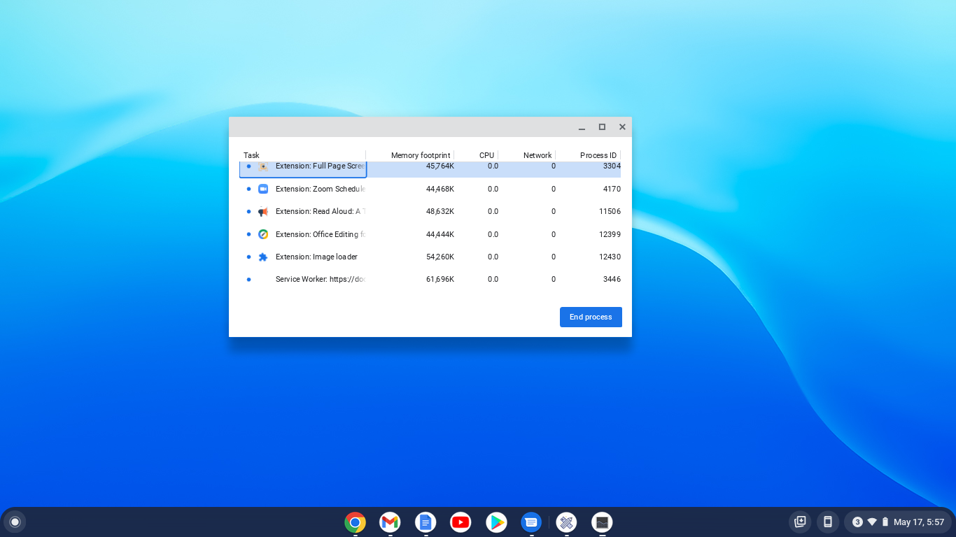 Chromebook task manager