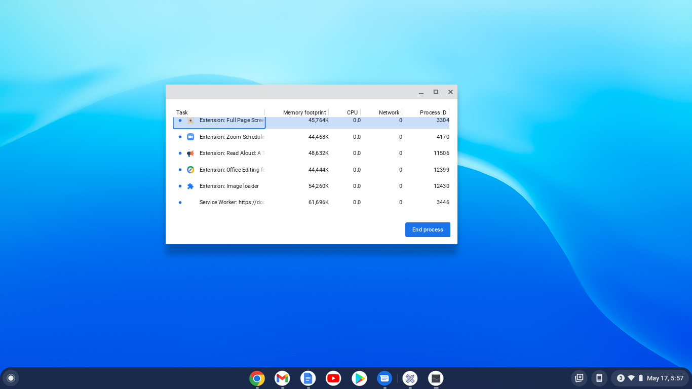 Chromebook task manager 