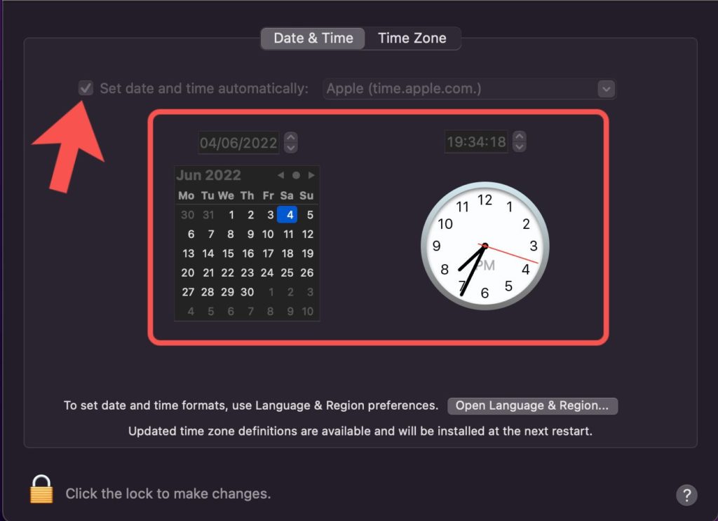 set date and time macbook