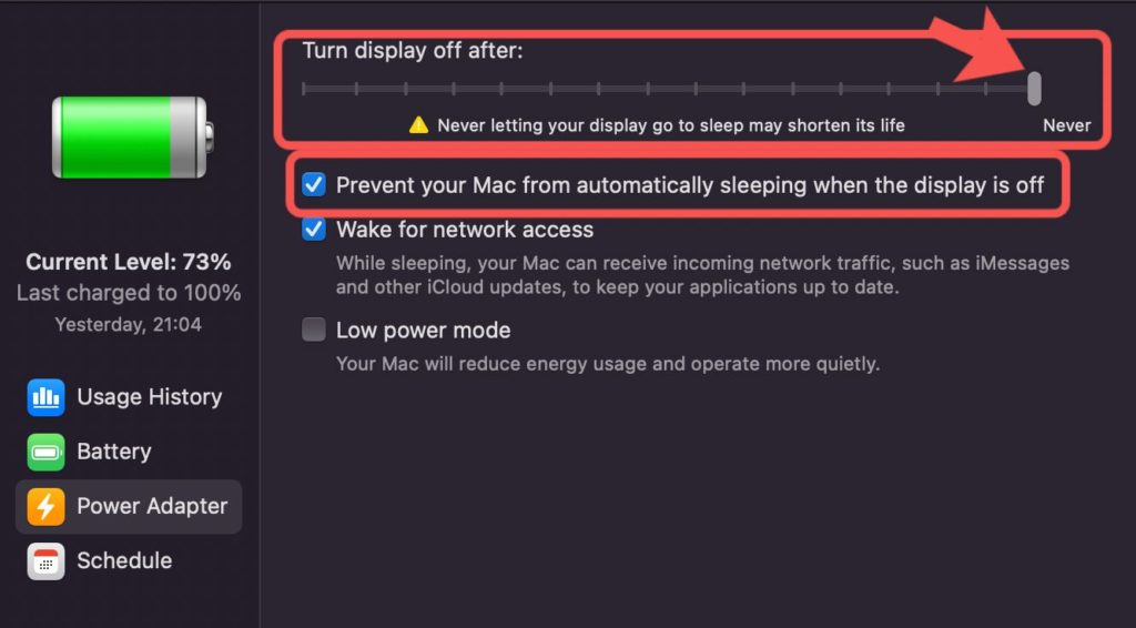 turn off sleep mode macbook