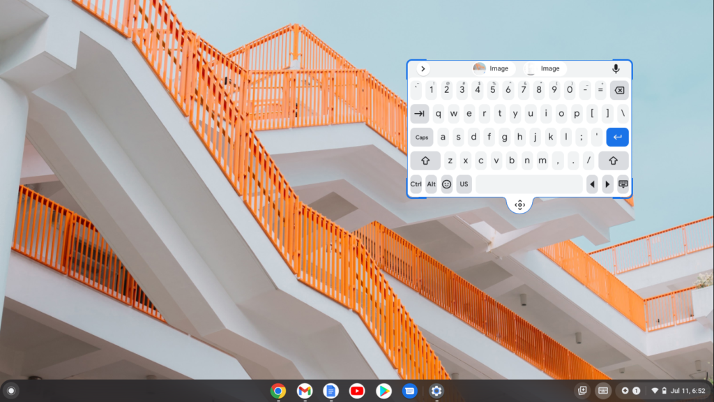 Chromebook on-screen keyboard