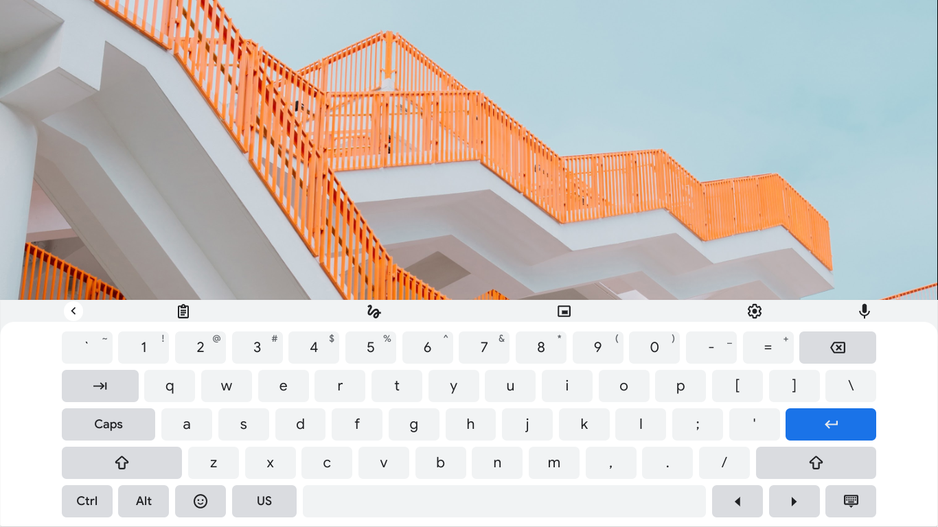 On-screen keyboard icons on a Chromebook