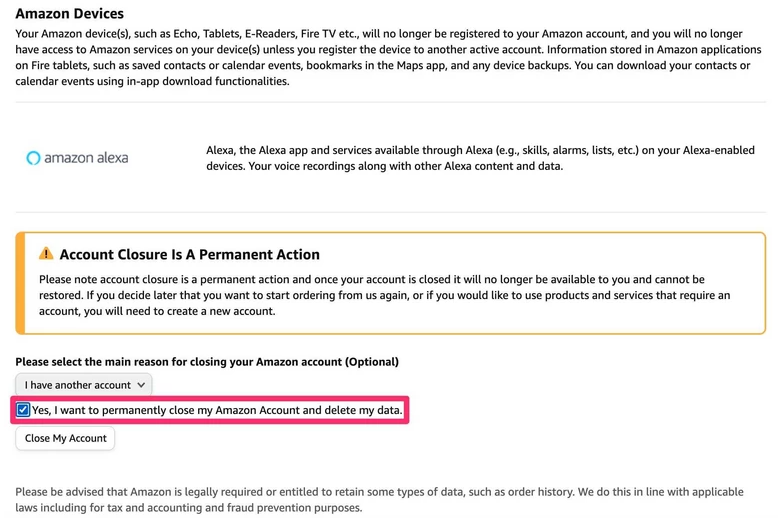 Close Your Amazon Account