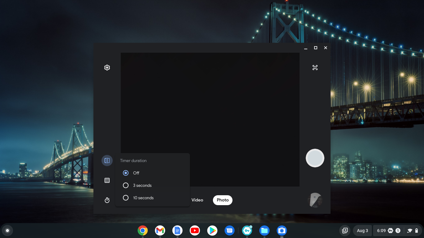 Chromebook Camera app timer