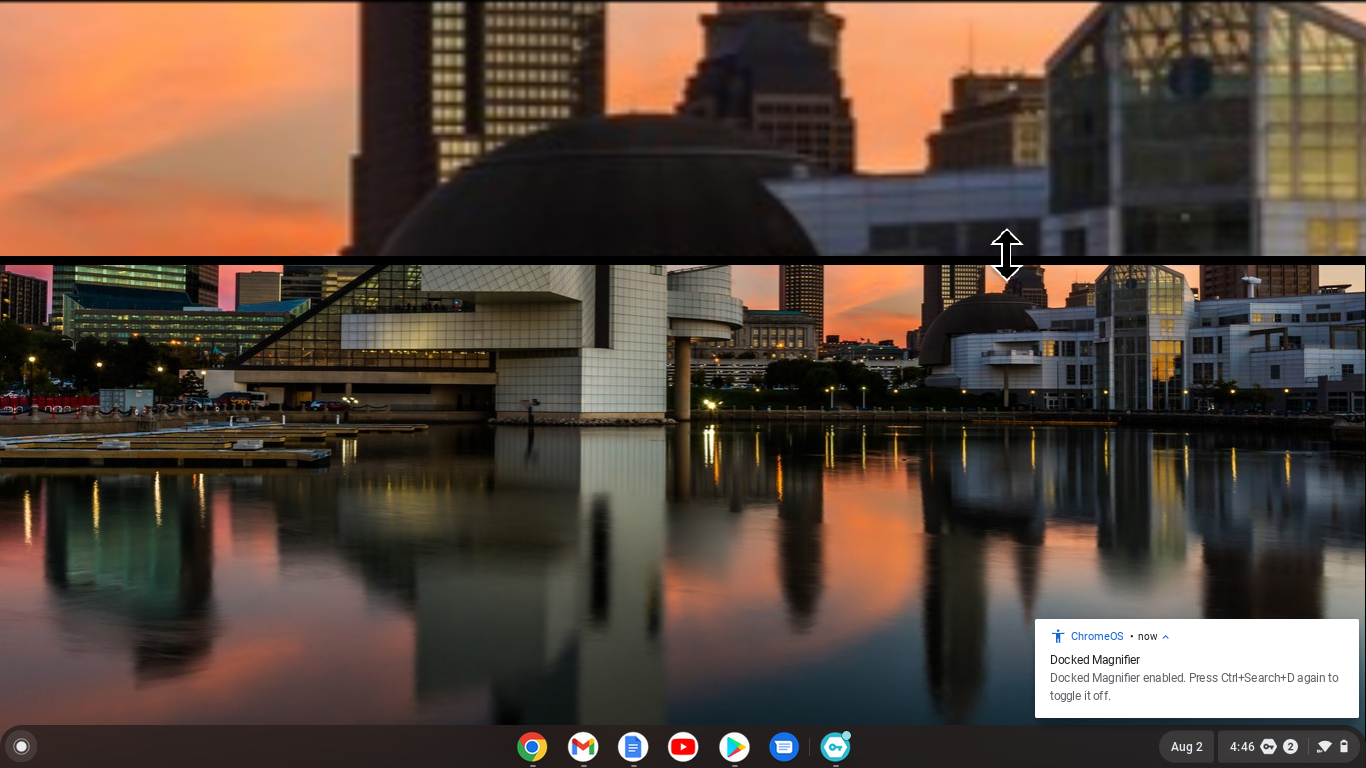 Chromebook docked magnifier
