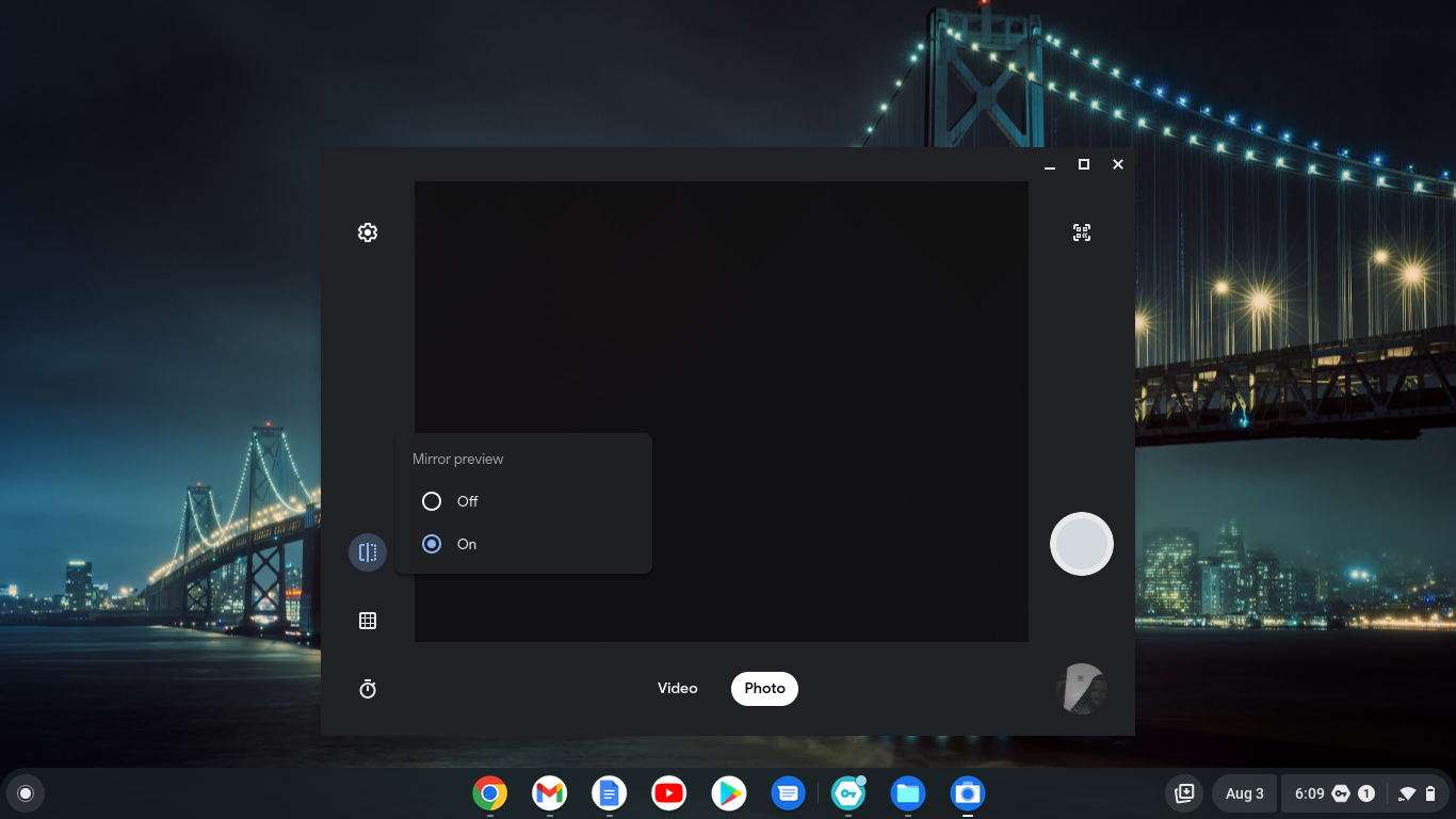 Mirroring using the Chromebook camera app