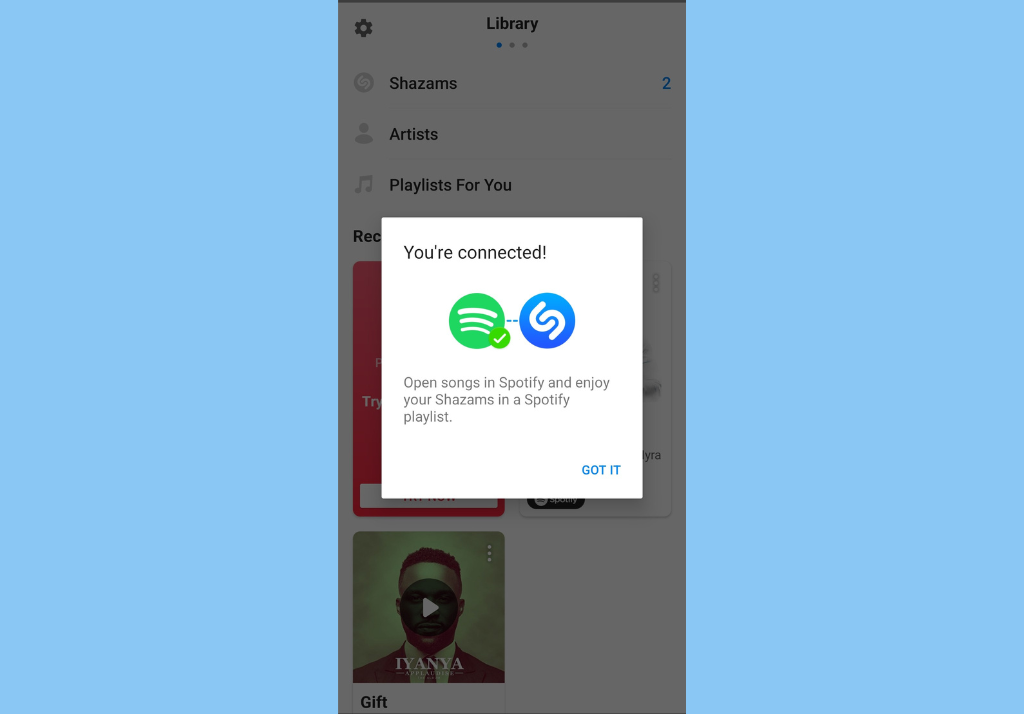 Connect Shazam to Spotify