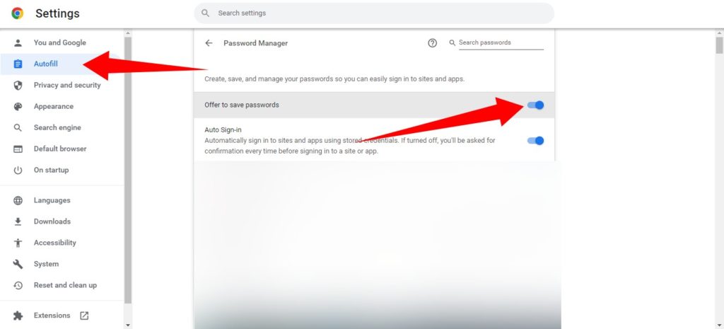 Save and Manage Saved Passwords