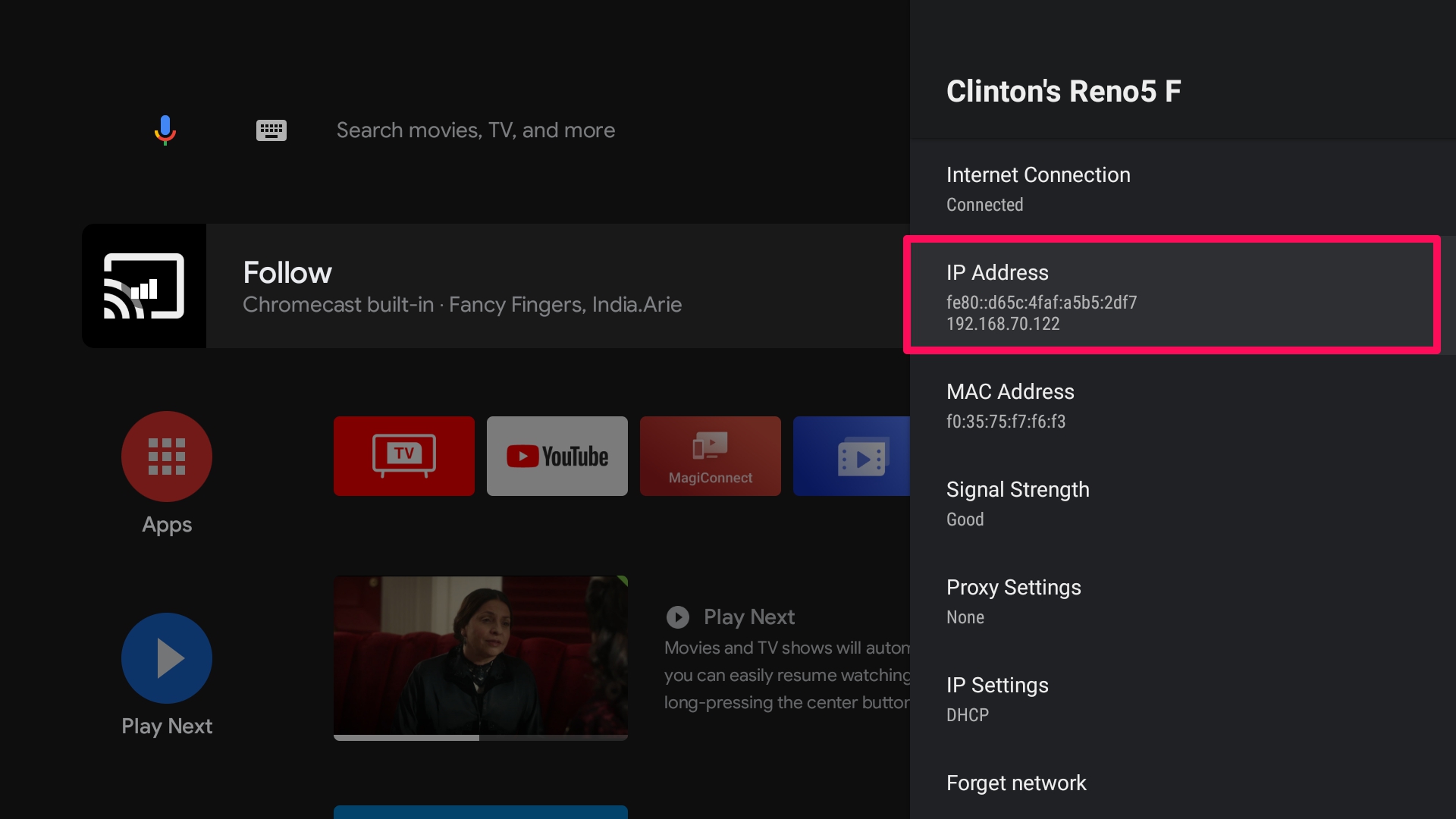 How to Find your MAC address on Android TV or Google TV