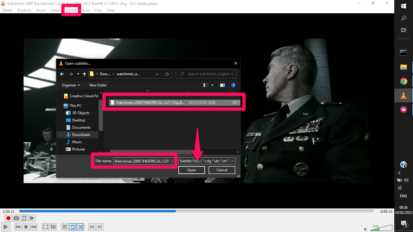 how to permanently add subtitles to a movie using vlc
